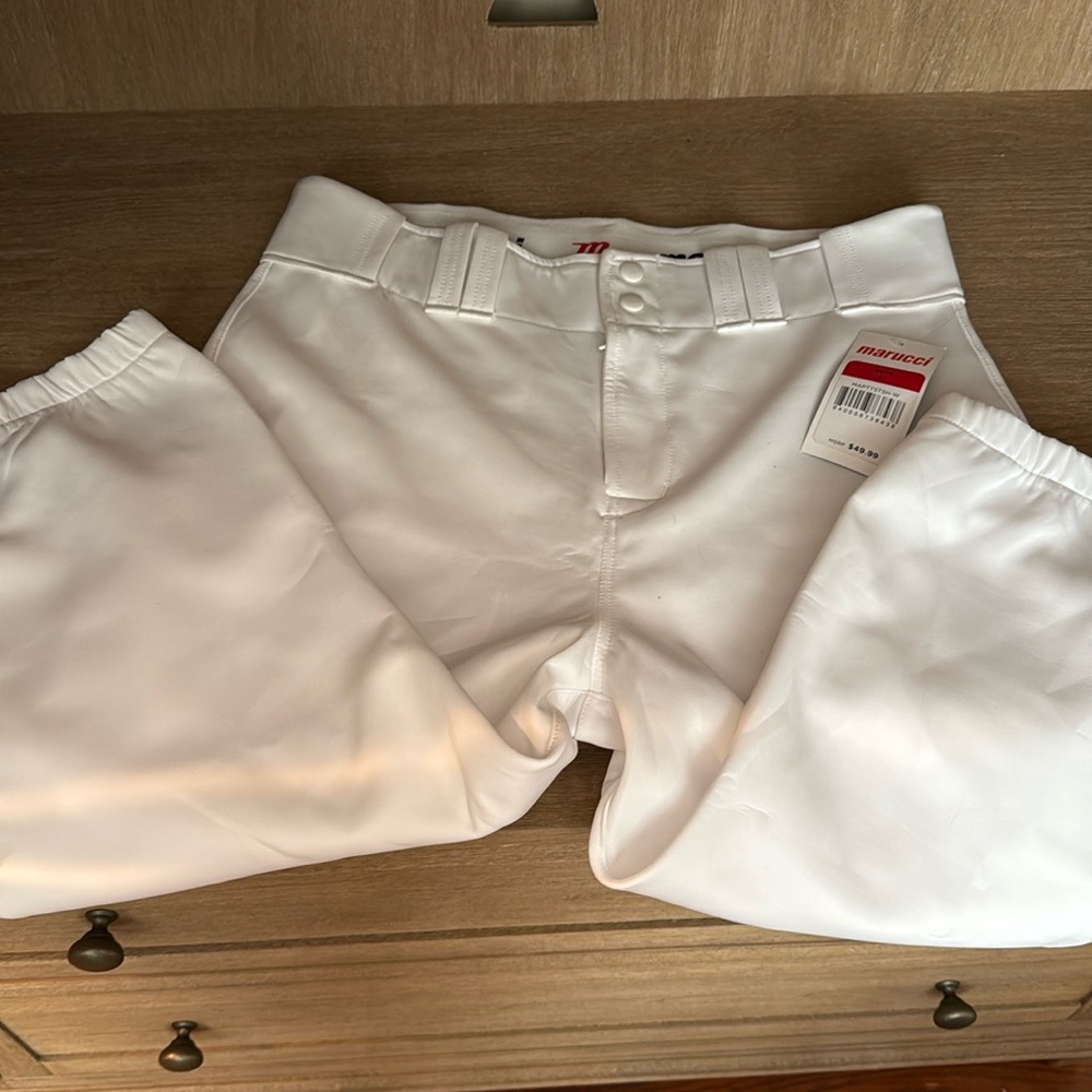 NWT Marucci Baseball Pants Knee Length white mens L Large